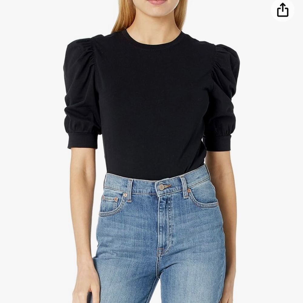 The Drop Mariko Puff Sleeve Jersey Top Blouse Shirt